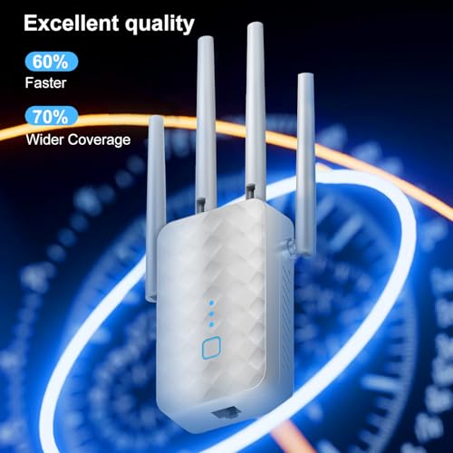WiFi Extender Signal Booster for Home - 1200Mbps Dual Band, Covers 12850 Sq Ft & 108 Devices, Long Range Internet Booster with Ethernet Port, Easy Setup - Image 3