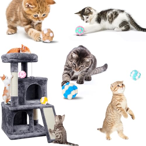 Yasdyri Katzenspielzeug Bälle mit Glöckchen 6 Stück Interaktives Katzenspielzeug Ball Soft Katzenbälle Filzbälle Katze für Innen Spielen Kauen Kratzen