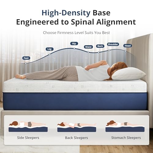 Image of Dyonery Queen Mattress 12 Inch Gel Memory Foam Mattress in a Box, Cooling Sleep & Pressure Relief, Fiberglass Free, CertiPUR-US Certified Foam, Firm Support