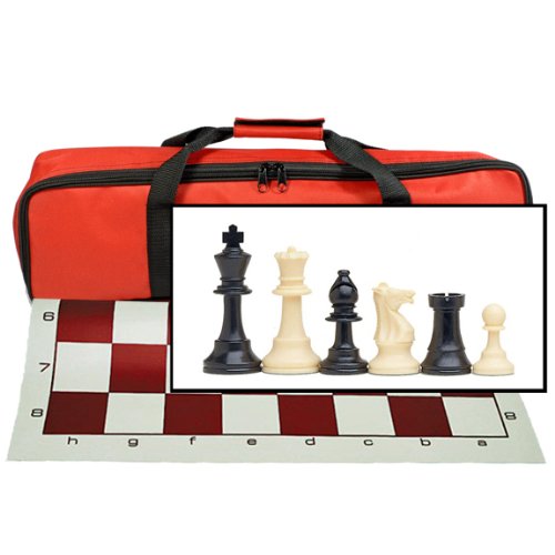 Tournament Chess Set with Red Bag - 3.75 in. King Solid Plastic