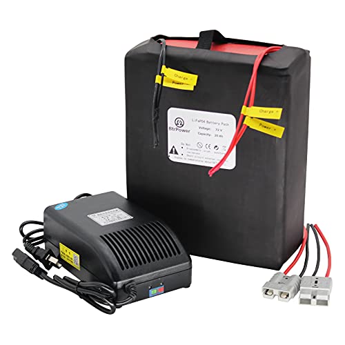 72V Ebike Battery 20AH LiFePO4 Battery Pack with 5A Fast Charger and 50A BMS for 1000w - 2500w Motor Electric Bicycle Scooter Motorcycle Bike Battery