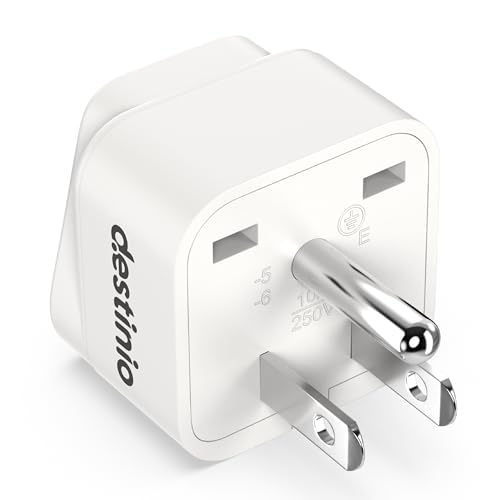 Destinio Universal Adapter CE Certified, ROHS Compliant - White - 10 Year Warranty (Type B - World to USA/Canada/Japan (2-Socket), 2-Pack (2 Sockets))