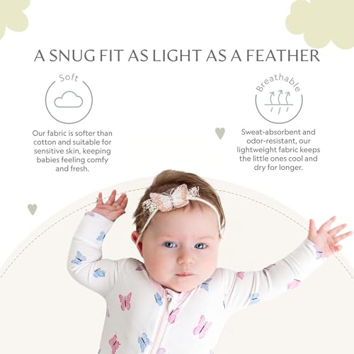 Image of Bamboo Little Soft Baby Footie Pajamas, Baby Clothes, Newborn Sleepers, 95% Viscose and 5% Spandex, 0-24 Months