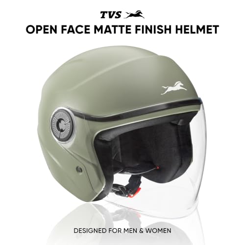 Image of TVS ACE ISI Certified Open face Unisex Helmet with Full Coverage Visor Available in 8 Colors | Lightweight Comfort-Fit Microfiber Liner Equipped with Quick Release Chin Strap