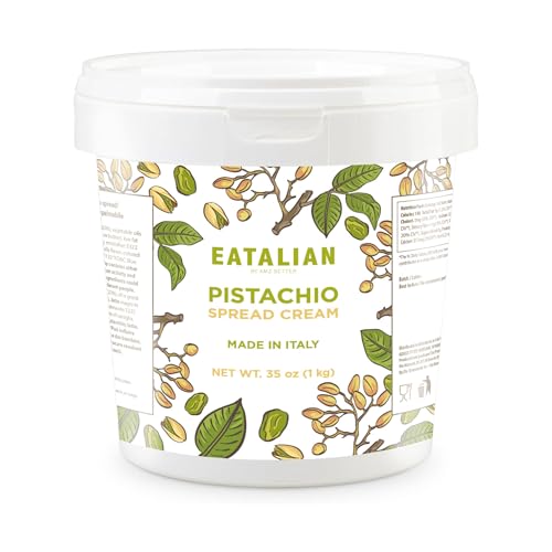 Image of EATALIAN by AMZ BETTER Pistachio Cream, 2.2 lb /1000 g, Delicious Spreadable with a Sweet and Unique Taste, Ideal on Bread and with Ice Cream, Excellent for Dubai Chocolate, Made in Italy