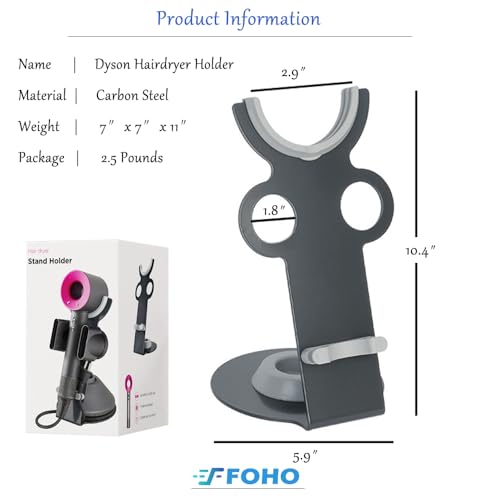 Foho Haartrockner-Halter Kompatibel für Dyson Supersonic, magnetischer Ständer Halter mit Netzstecker, Kabel-Organizer, Halterung aus Aluminiumlegierung, Badezimmer-Organizer