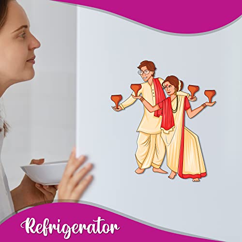 Image of Bhai Please Bengali Traditional Couple Theme Fridge Magnet - Couple Gift