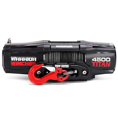 Warrior Winches - Titan 4,500lb Synthetic Rope Electric Winch – 12V, 3.4HP Motor, 166:1 Planetary Gear, Wired/Wireless Remote, Manual Clutch, Spring Brake, ATV/UTV Winch