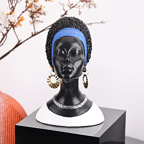 Dovdov African Statues And Sculptures, African American Female Bust Sculptures, Creative Resin Statues For Living Room Room Coffee Table Shelf On Entryway Decoration (A) #TOP6