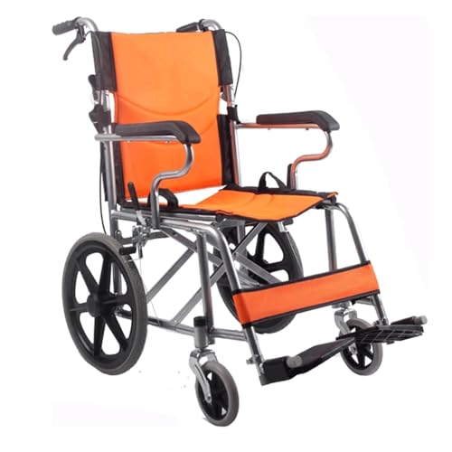 JYVDggKKW sillas de Ruedas Silla de Ruedas de Transporte Silla de Ruedas Plegable de Acero al Carbono con Freno de Mano y reposapiés Silla de Ruedas Manual portátil Portátil