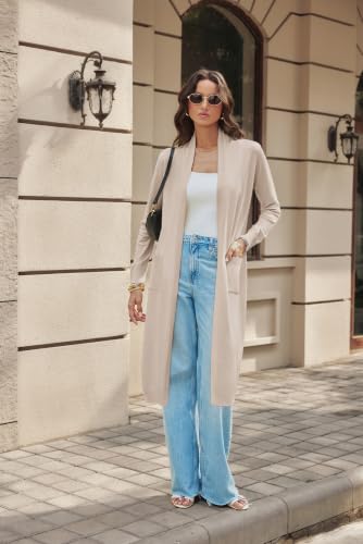 Image of GRACE KARIN Essential Solid Open Front Maxi Long Knitted Cardigan Sweater for Women