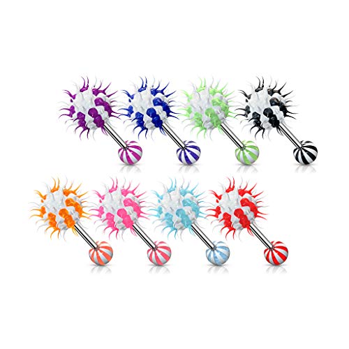 LOT 4 Piercing langue silicone plastique virus boule aléatoire. ball bille barbell bouche Cover