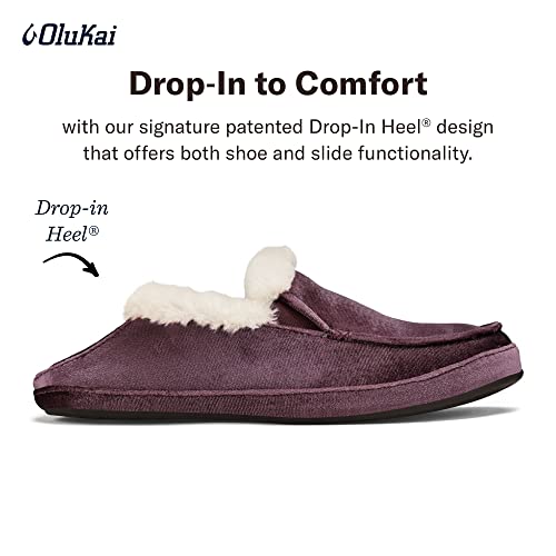 OLUKAI Ku'una Lanui Women's Slipper, Soft Velvet & Dual-Density PU Footbed for All-Day Comfort, Breathable & Supportive Drop-In-Heel, Cute & Casual Slip-On Design4