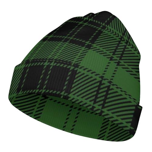Christmas Green Black Plaid Kids Beanie Hat for for Girls Boys Children Cap Winter Knitted Chemo Cancer Headwear Accessories Gifts Decoration - Main Image