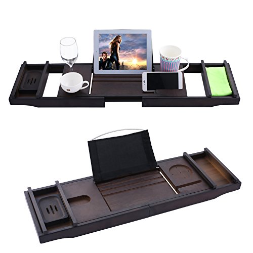 Preisvergleich Produktbild Athomestore Bambus Badewannenablage Badewannentablett ausziehbar verstellbar Badewannenauflage für Bade- und Spa-Zubehör