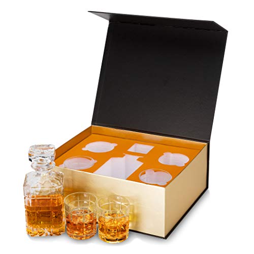 KANARS Whisky Karaffe und Gläser Set, 800 ml Whiskey Dekanter mit 4x 300 ml Gläser, Bleifrei Kristallgläser, 5-teiliges… – Bild 2