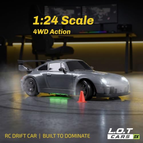 Image of L.O.T TOYS Flare Premium RC Drift Car | 4WD 20Kmph with Boost Mode, 2.4Ghz Long Range Remote, Hard Shell Body, LED Headlights, Race-Ready Build (Burnout Grey)