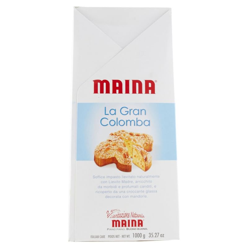 3x Maina La Gran Colomba Classica Osterkuchen mit Knusprige Haselnussglasur mit Ganzen Mandeln und Kristallzucker 1Kg Oster-taube + Beni Culinari Kostenloser Schlüsselanhänger