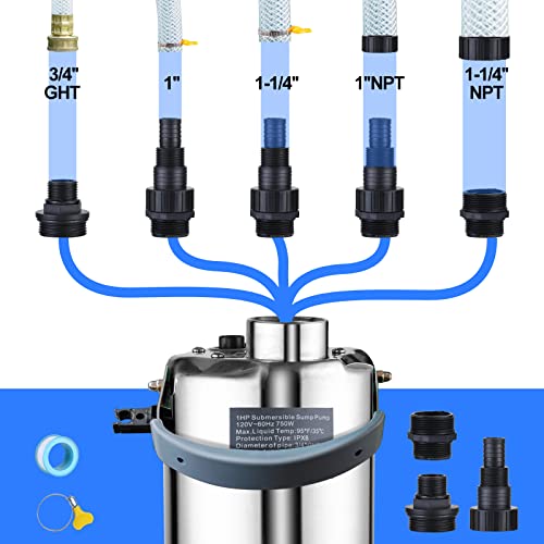 Panrano 1Hp Sump Pump Submersible Water Pump Stainless Steel Utility Portable Sump Pumps Electric Transfer Water Pumps For Pool Draining Hot Tub Basement Flooding Garden Yard Watering Pond Cellar #TOP1