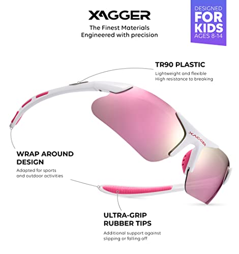 Xagger Youth Polarized Sports Sunglasses For Boys Girls Age 8-14 Kids Teens Lightweight Baseball Softball Cycling Running Glasses #TOP1