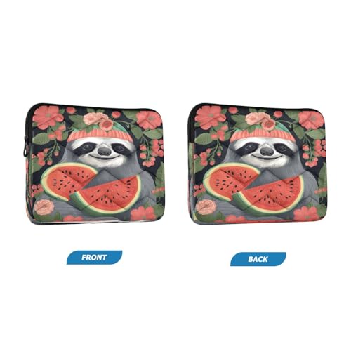 Funda para portátil 13-14 pulgadas con diseño de perezoso comiendo sandía miniatura 2