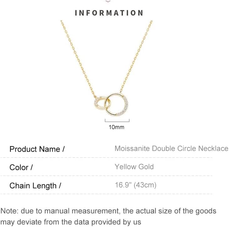 14K Gold Intertwined Circle Necklace, Double Moissanite Pendant, Beautiful Gift for Celebrations and Special Occasions2