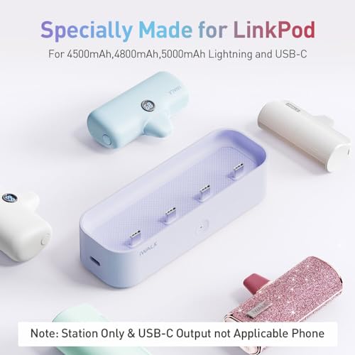 Image of iWALK Charger Station for iWALK Portable Charger 4500mAh, 4800mAh, 5000mAh Power Bank for iPhone Charging Station Multiple USB-C Family-Sized Charger Station for Home(Station Only), Purple