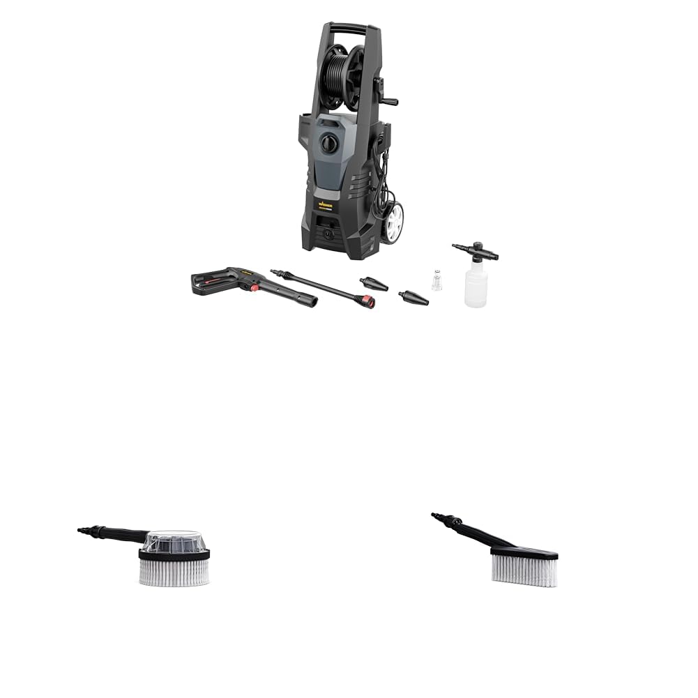 WAGNER 3‑in‑1 kit Entretien de la Voiture: Nettoyeur Haute Pression Aquastorm Premium, Brosse de Nettoyage rotative et Brosse de Lavage Standard – idéal pour Voitures, Camping‑Cars