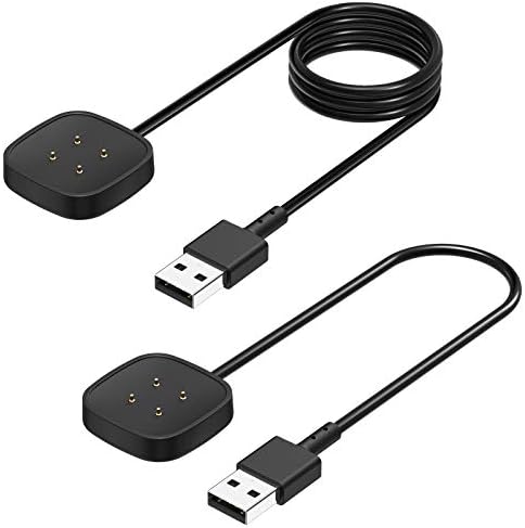 2Pack Charger Cable for Fitbit Versa 3/Versa 4 & Fitbit Sense/Sense 2,Replacement USB Charging Cable for Fitbit Versa 3/Fitbit Sense Smartwatch Versa 3 Cable Charger Dock Charging Stand 1.0ft+3.3ft