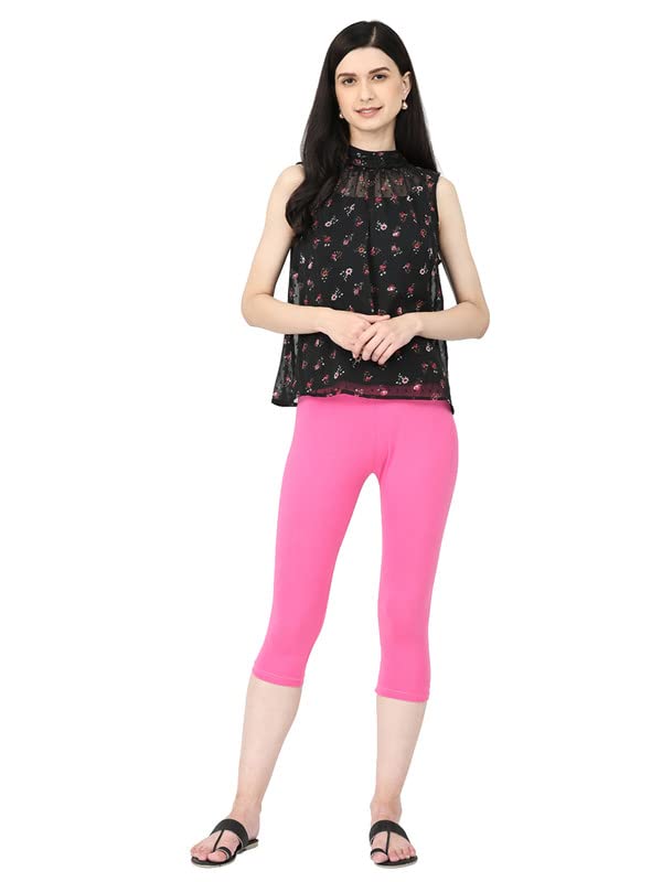 Image of Robinbosky Premium Stretchable Cotton Capri Legging for Women | Suitable for Formal wear & Casual wear | High-End Elastic Makes. The Leggings Squat Proof and Durable for Travel, Yoga, & Workout.