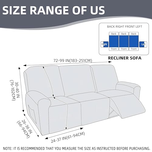 Image of Genina Recliner Sofa Cover Stretch Couch Covers, Sofa Slipcover for Reclining Couch Thick Jacquard Furniture Protector Washable (Beige, 3 Seat)