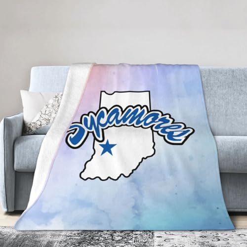 Fsugnioe Indiana State Sycamores Fleece Blanket Very Soft Microfiber Flannel Blanket for Couch Warm and Cozy for All Seasons
