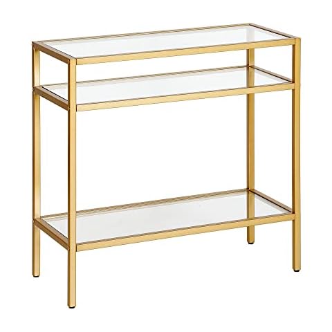 Henn&Hart 24" Rectangular Side Table in Brass Cover