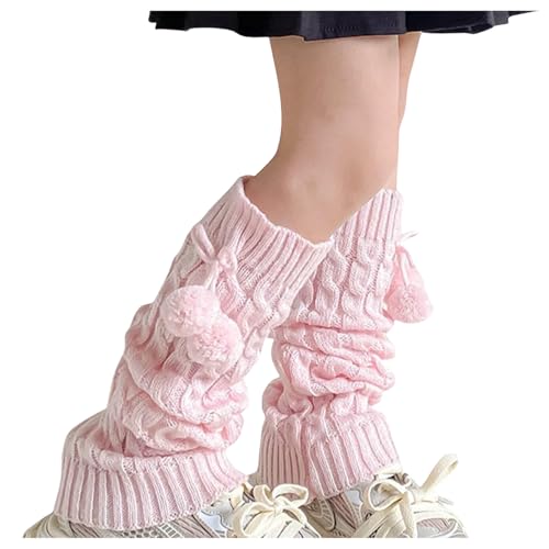 Pink Leg Warmers Winter Warm Leg Warmers for Girls Fall Fashion Kawaii Knitted Legwarmers Cute Soft Socks Accessories Kids 3-15 Years