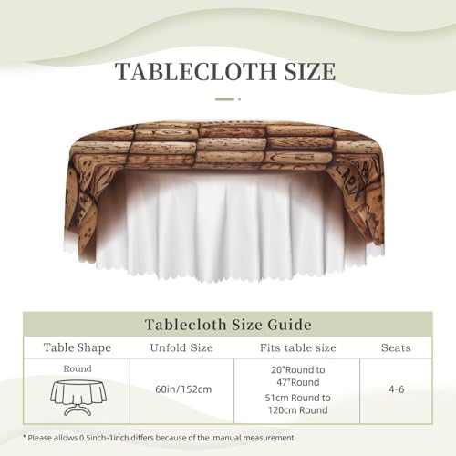 Nappe ronde imprimée liège vin 152 cm imperméable et chic