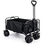 Carro de Mano Plegable con Ruedas Grandes Todoterreno | Carrito Multiusos Ideal Playa, Compra, Jardín o Camping | Carga hasta 150kg | Asa Ajustable | Auxiliar | Transporte de Herramientas o Juguetes
