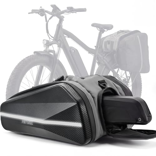 PETGILL Ebike Battery Bag,40L Hard Shell Waterproof Electric Bicycle Rear Rack Bag with Reflective Strips and Shoulder Straps，bike rack bags for ebikes，E-Bike Accessories.