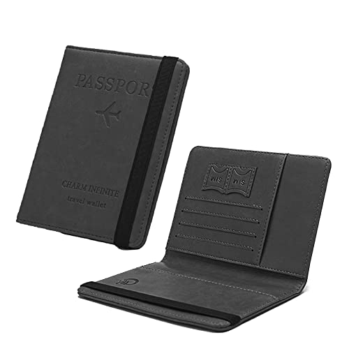 zoerbufan Reisepasshülle, Impfpass Hülle Reisepasshülle, Hülle Kunstleder Passhülle mit RFID-Blocker für Kreditkarten Damen Herren Reisepass, Ausweis und Reisedokumente,Travel Organizer Cover