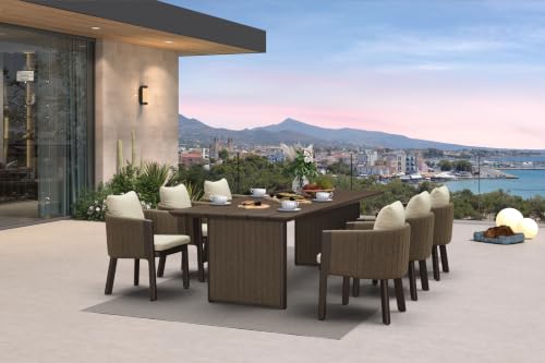 Image of PURPLE LEAF Patio Dining Set Oversized 7 PC with Olifen Armchair Bronze