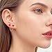 Double Piercing Tiny Heart Stud With Chain Cuff Earrings for Women Stainless Steel Gold-tone Colorful Enamel Love Hearts Cartilage Two Holes Fashion Climber Crawler Trendy Jewelry for Her Bff (Red)