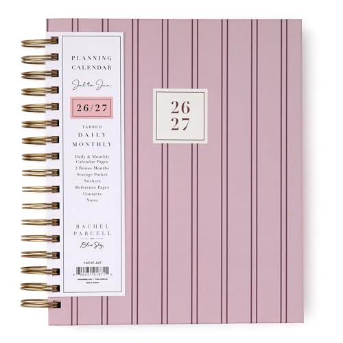 Blue Sky Rachel Parcell 2026-2027 Daily and Monthly Academic Year Planner Calendar, July 2026 - June 2027, 7" x 9", Laminated Cover, Wirebound, Laminated Tabs, Storage Pocket, Includes Stickers, Laine Pink