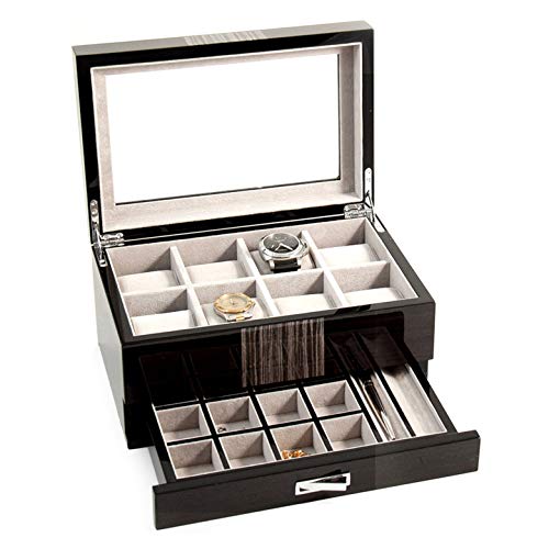 KensingtonRow Home Collection Watch Boxes - Bristol Eight Watch Wooden Watch Box - Cuff Link Box - Valet Box -Watch CASE