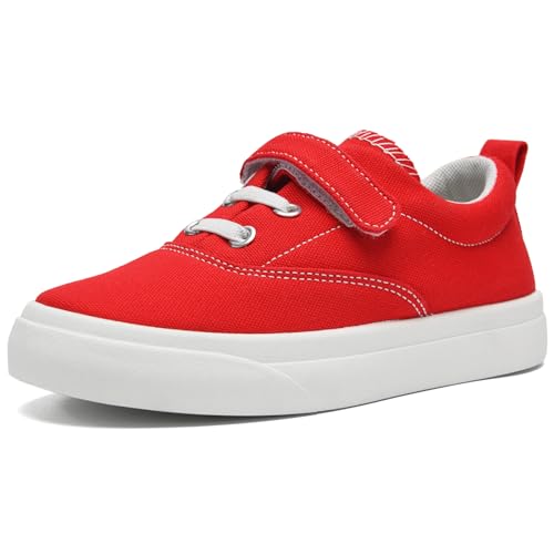 rosyclo Canvas Sneakers for Boys and Girls, Toddler Kids Walking Shoes Lightweight Breathable Non-Slip Soft Adjustable Strap Baby Boy Girl Outdoor Casual Tennis Shoe for Little Big Kid
