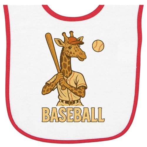 inktastic Baseball Giraffe Shirt Funny Sports Animal Baby Terry Cloth Bib