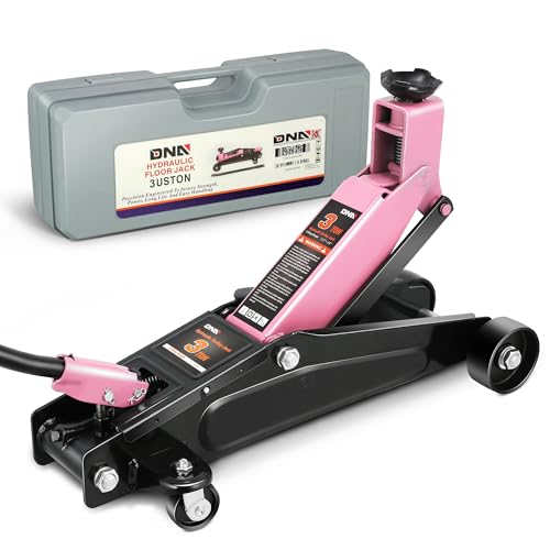 Image of DNA Motoring 3 Ton Low Profile Floor Jack, 3 tons (6000 lbs) Capacity Fast Lift Hydraulic Trolley Service /Floor Jack, 7.7 inch-21 inch Lifting Range, Pink, TOOLS-00674-PK