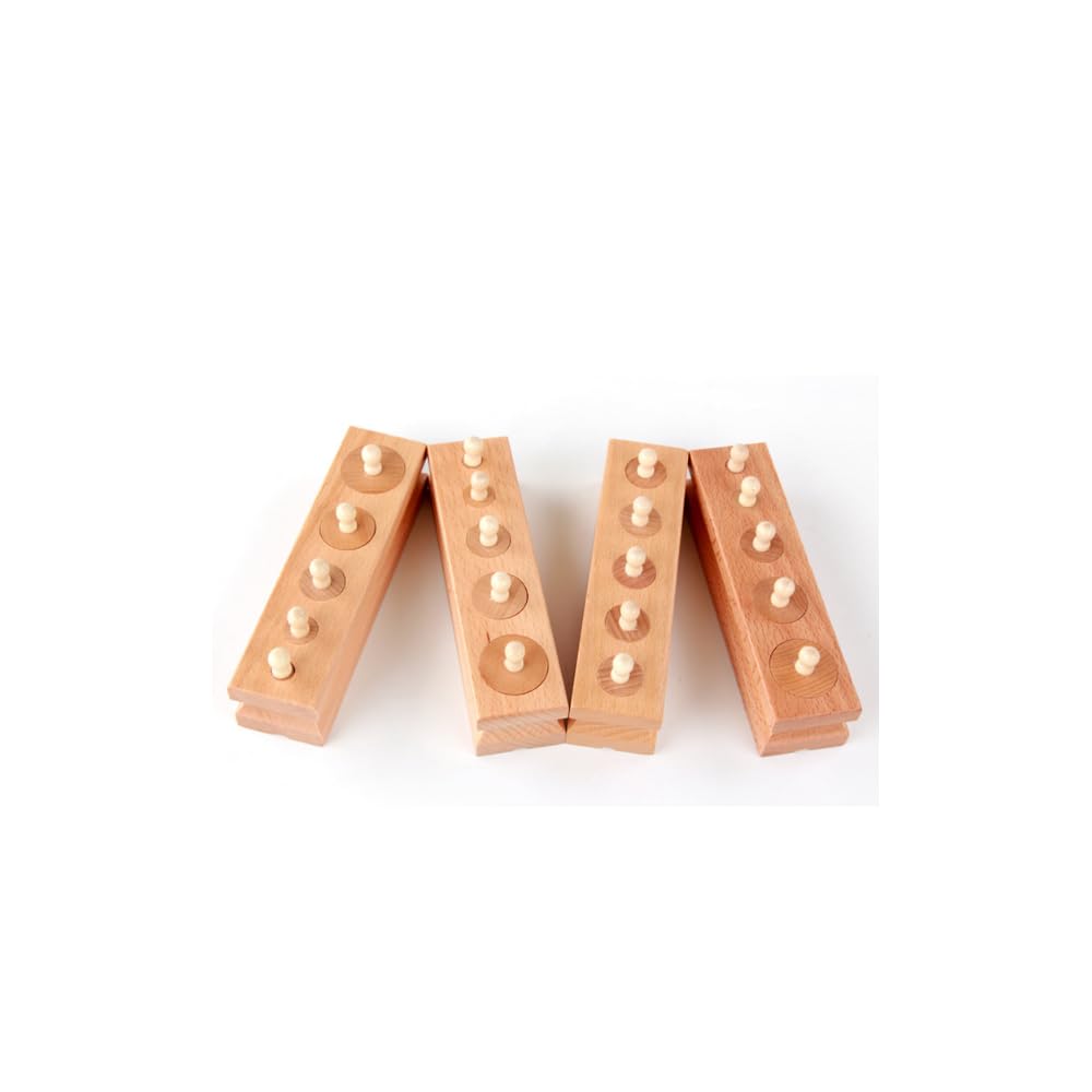 Petits Emboîtements Cylindriques Montessori – 4 Blocs en Bois pour Motricité Fine, Discrimination Visuelle et Pré-écriture – Dès 2 Ans et Demi (: K700-1/A021)