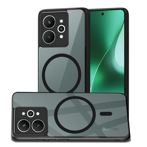 Image of AESTMO Realme 15 Pro 5G Back Cover | 360 Protection | Crystal Clear Hard Back Transparent | Compatible with MagSafe Accessories for Realme 15 Pro 5G (PC+TPU, Black Bumper)