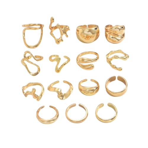 Image of Shining Diva Fashion Stylish Trendy Finger Rings Set for Women & Girls | Chunky Minimal Statement Ring Combos Modern Elegant Jewellery Collection