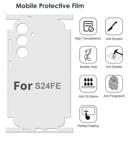 Image of NISHTECH Matte Finish Full Body Cover Back Protector Compatible with Samsung Galaxy S24FE 5G | Unbreakable Membrane Scratch Guard Full Fit Protective, Case Friendly, (Back & Side) (Pack of 1)