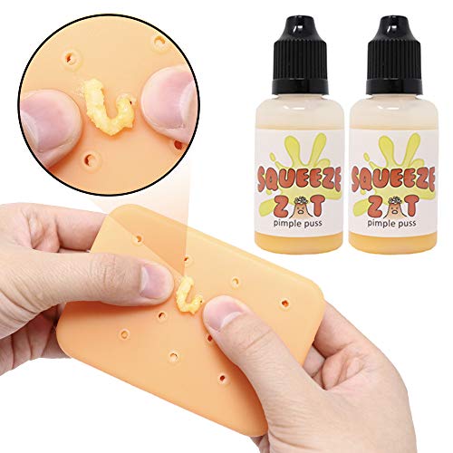 SQUEEZE ZIT - Pimple Popping Toy with 2 Refillable Pimple Puss Bottles - Stress, Anxiety, and Fidgeting Relief